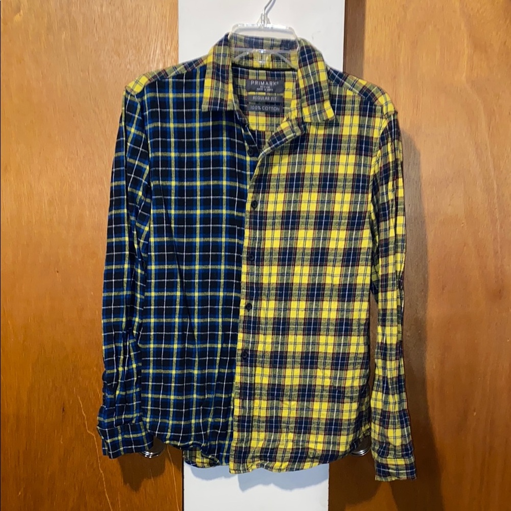 💙💛💙EUC Primark Plaid Men's Shirt - Blue and Yellow